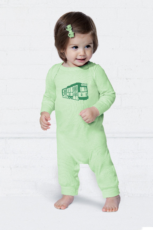 Boston Green Line Trolley infant baby coveralls | PJs